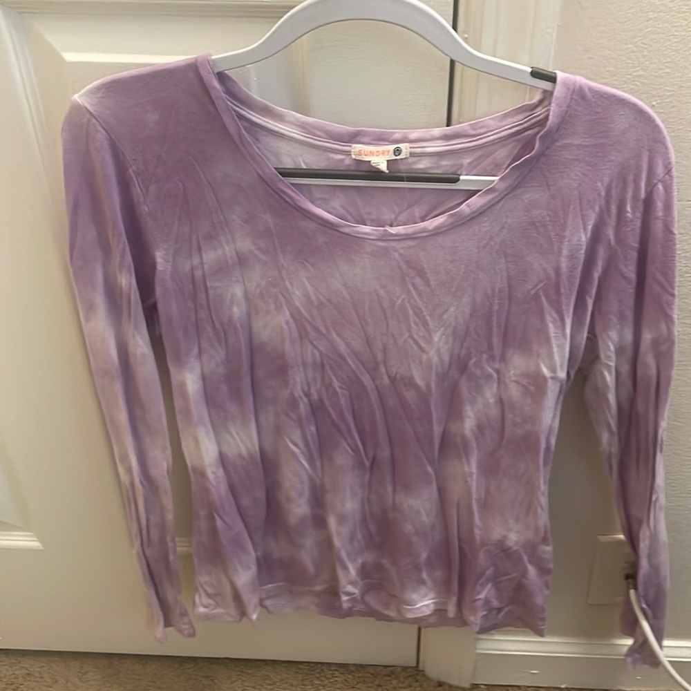 Sundry Purple White Tie Dye Tee